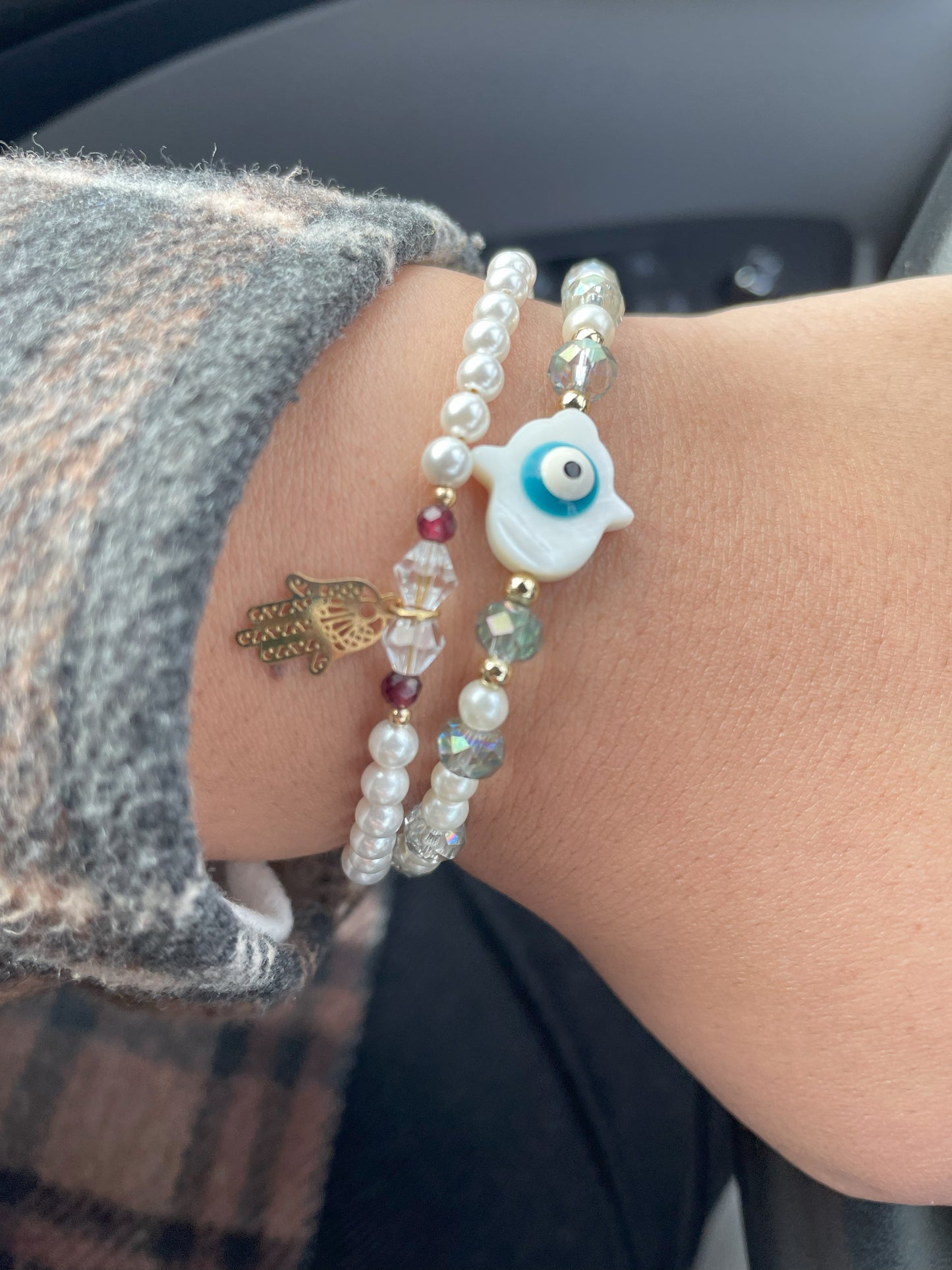 Pearl Hamsa Bracelet