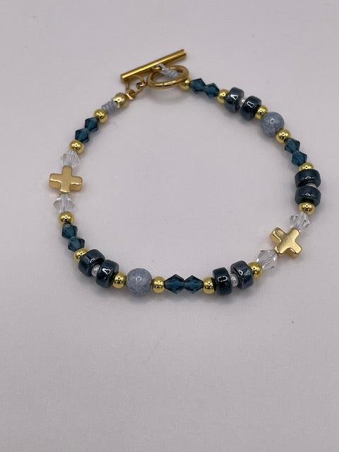 Blue Cross Macrame Bracelet