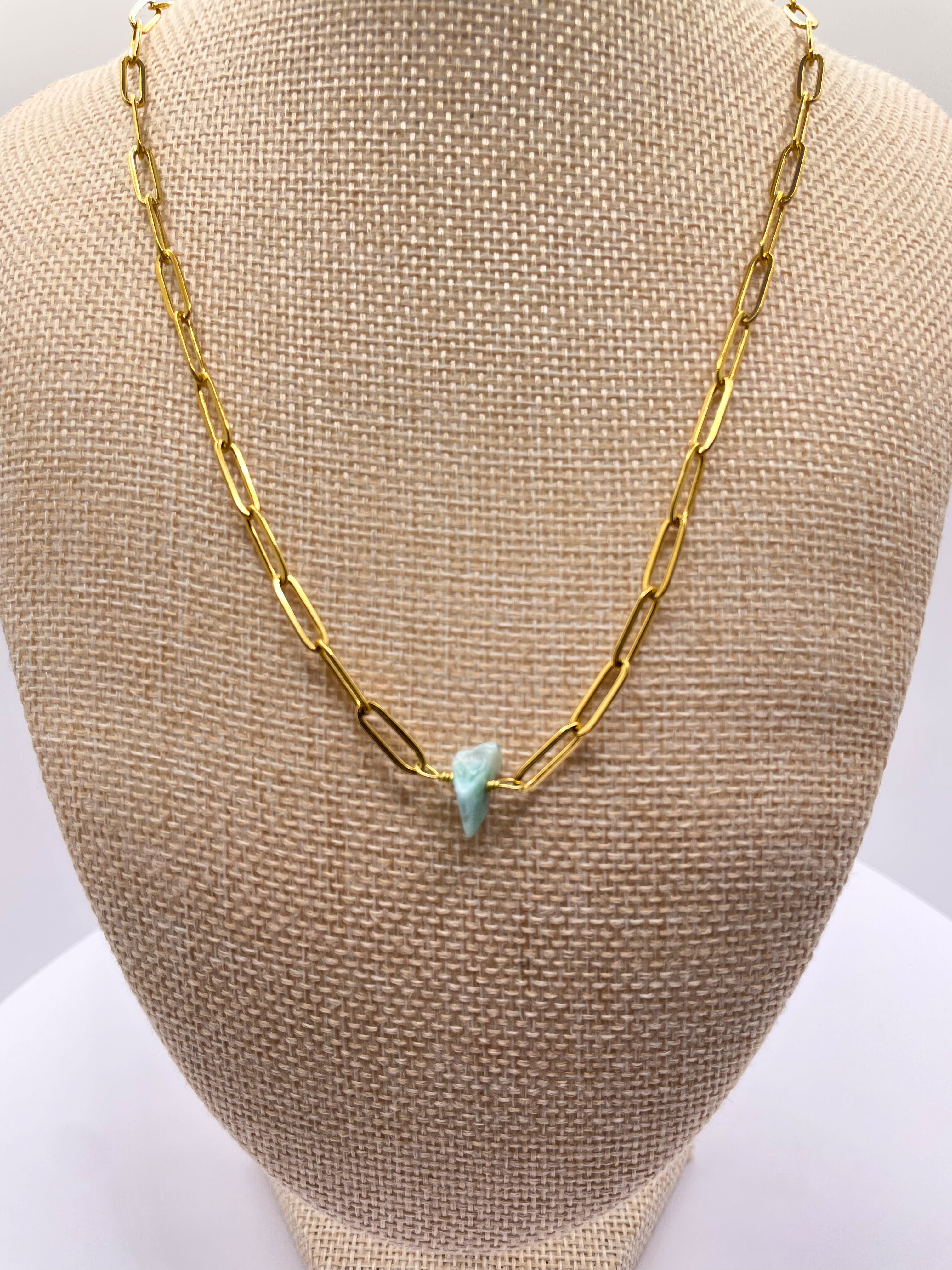 Larimar Paper Clip Necklace