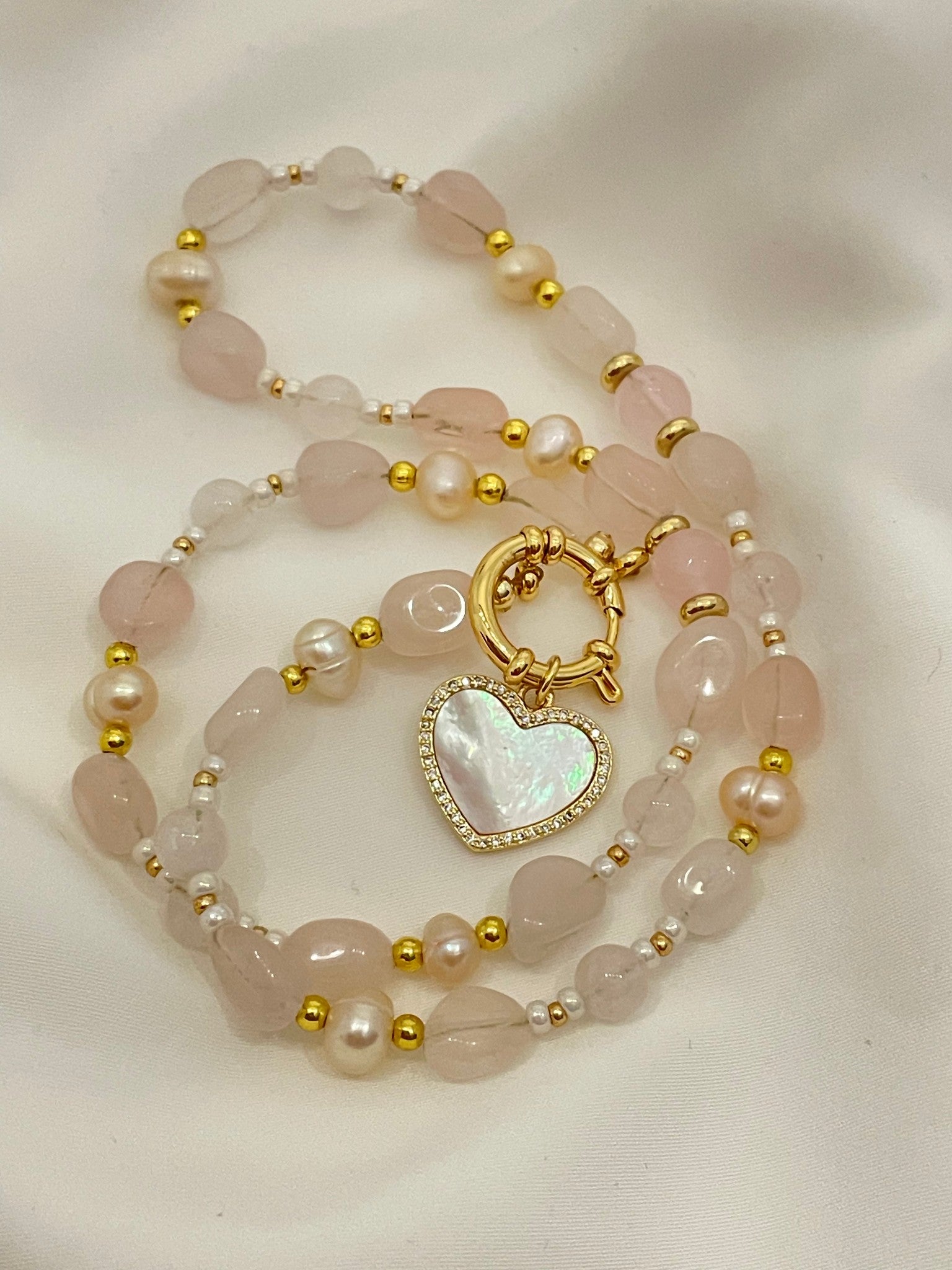 Rose Quartz and Pearl Necklace