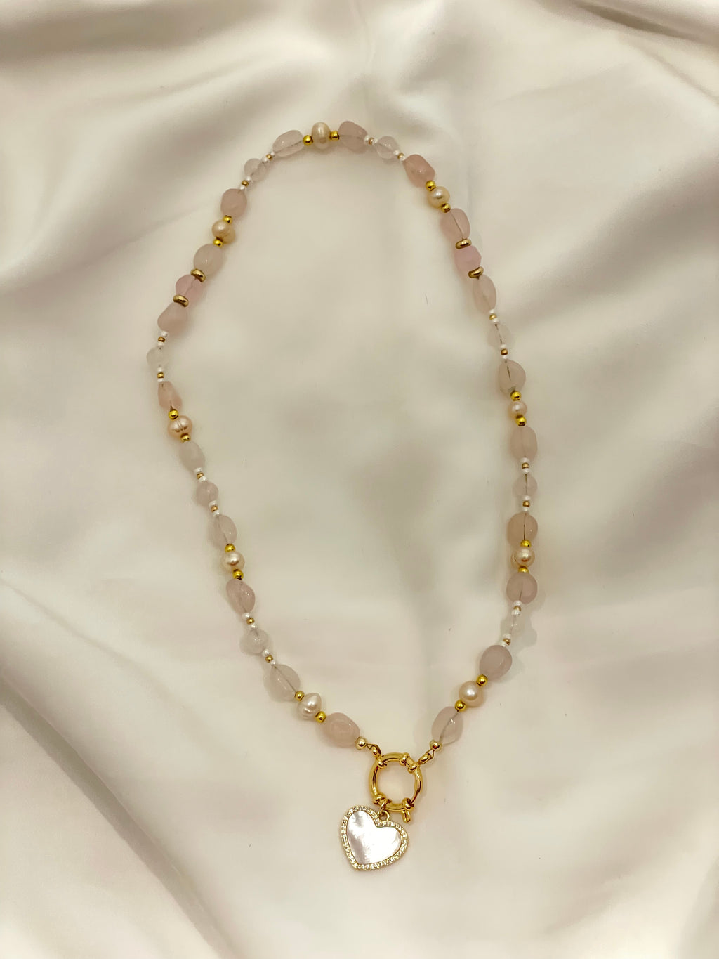 Rose Quartz and Pearl Necklace