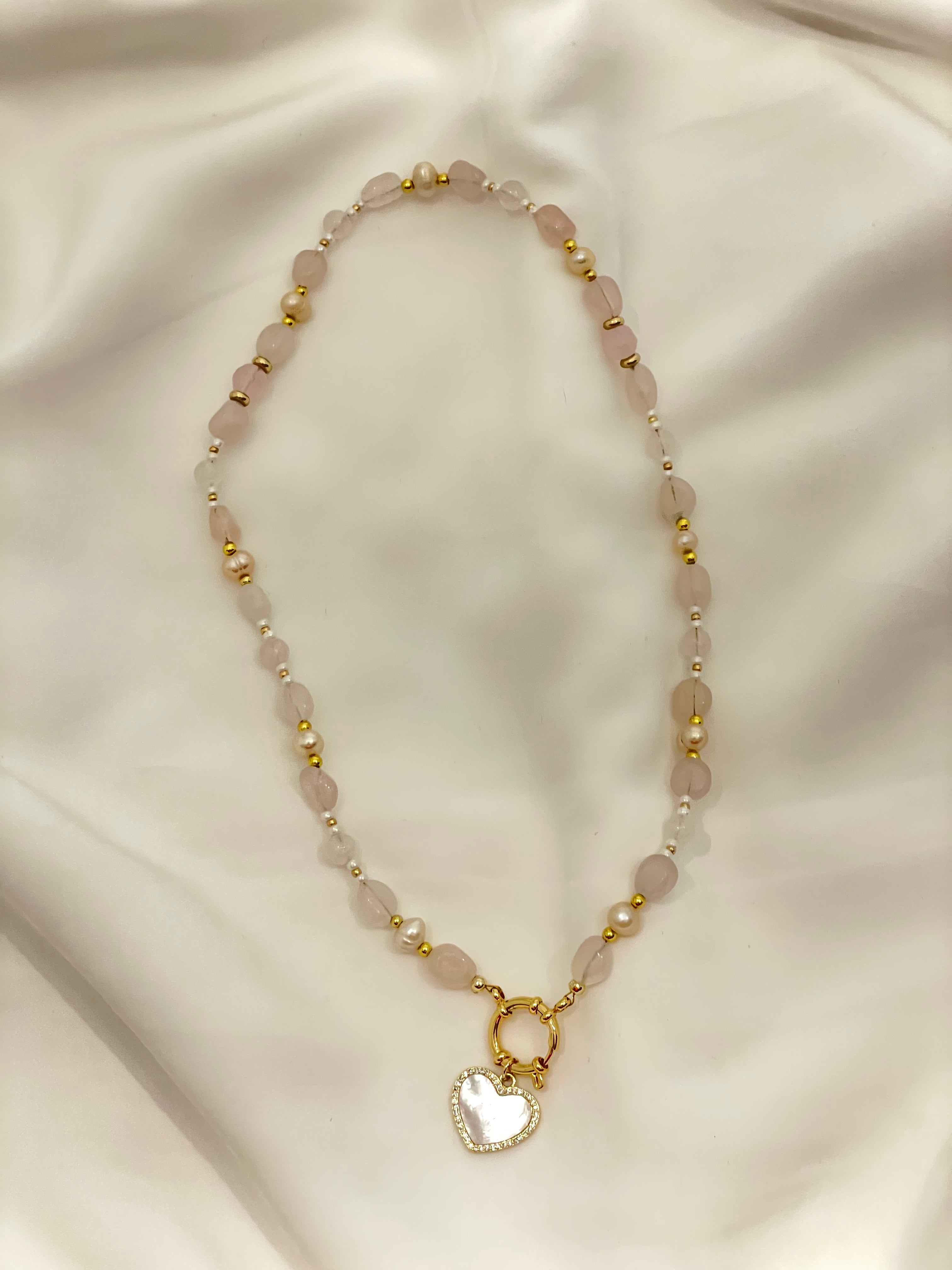 Rose Quartz and Pearl Necklace