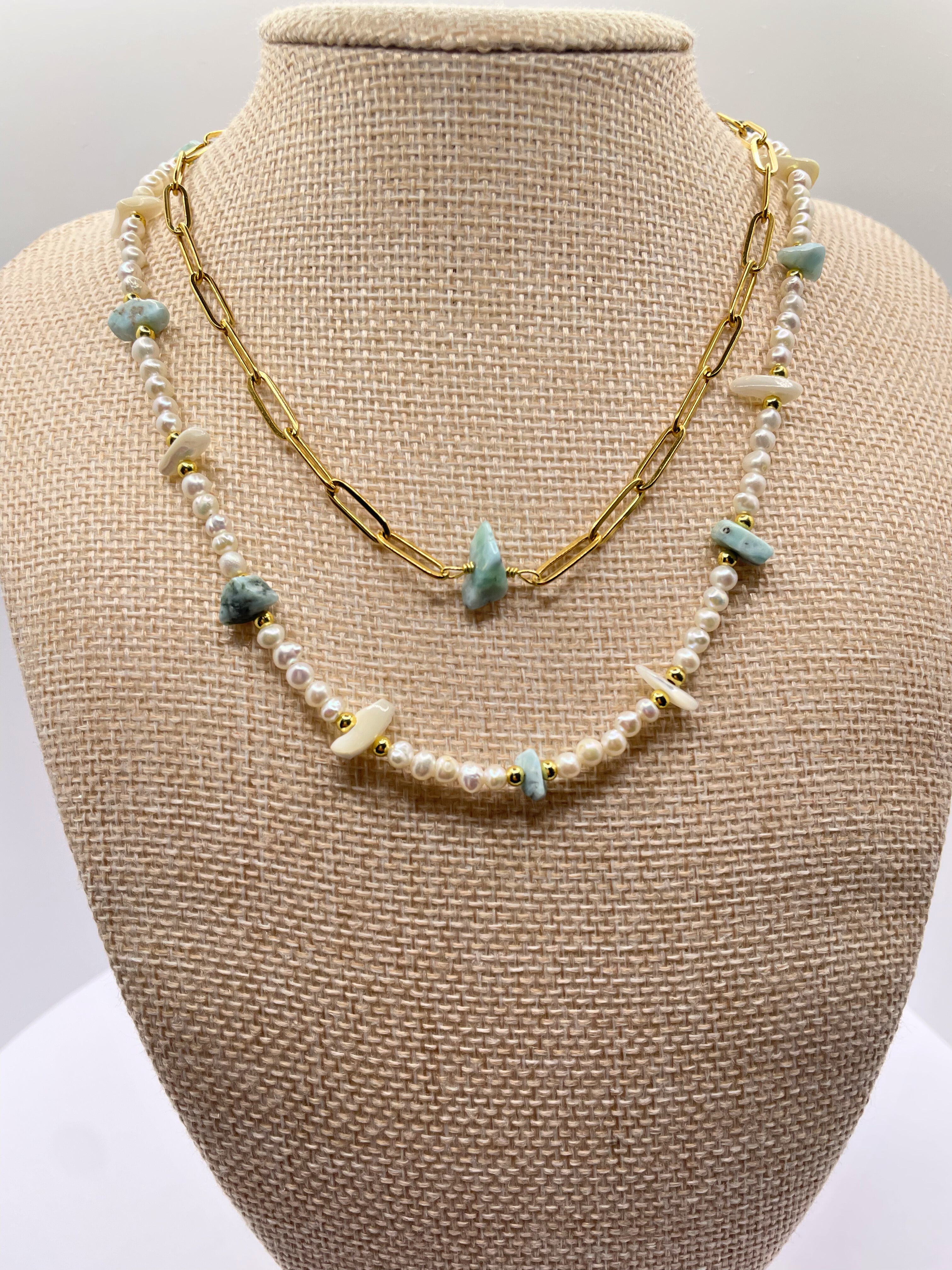 Larimar Paper Clip Necklace